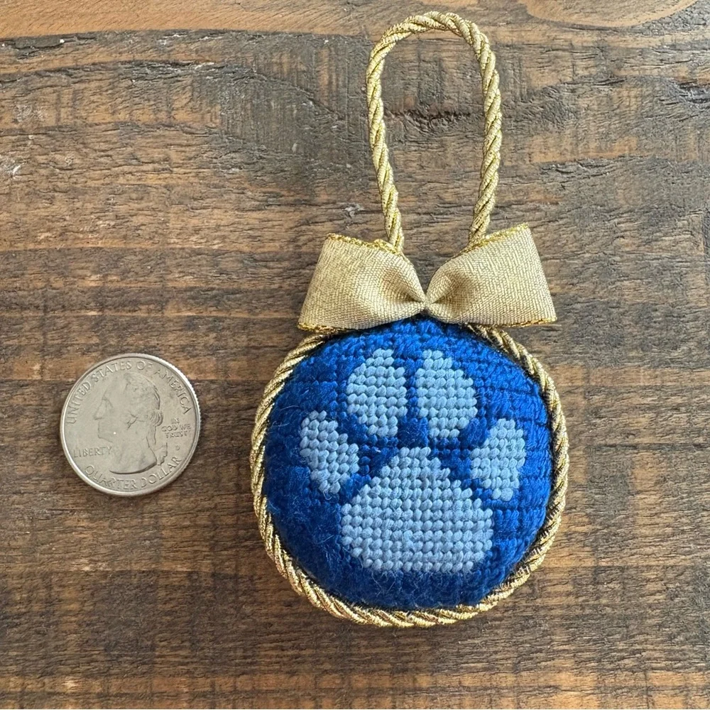 Handcrafted Needlepoint Mini Paw Print Ornament